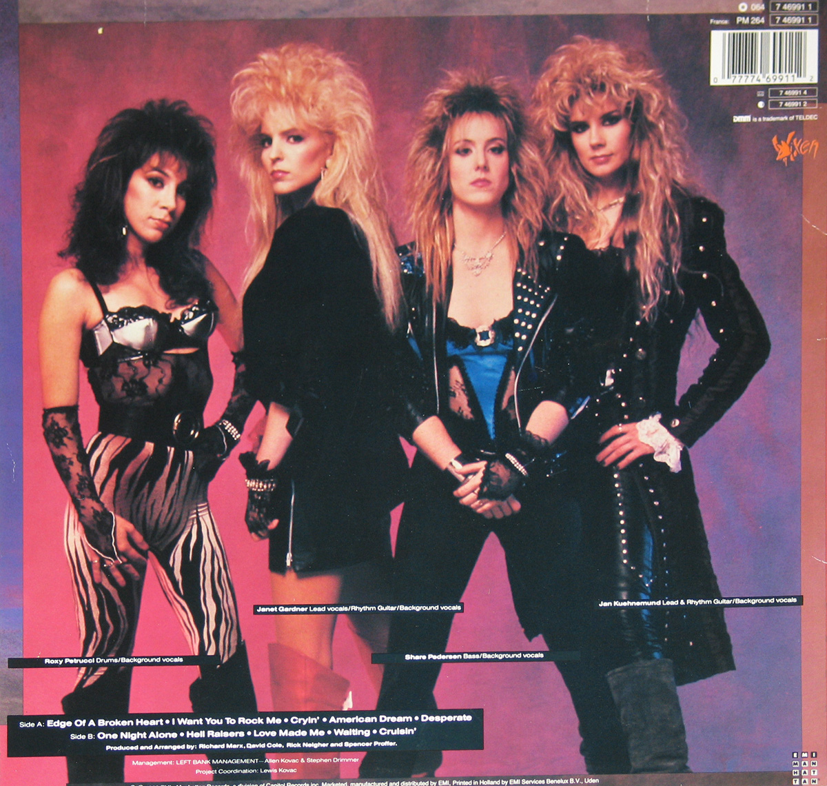 Photo of Vixen's self-titled Album's Back Cover   